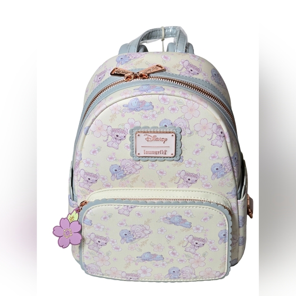 Loungefly Handbags - Loungefly Disney Stitch Cherry Blossom Mini Backpack NWT Pastel Floral